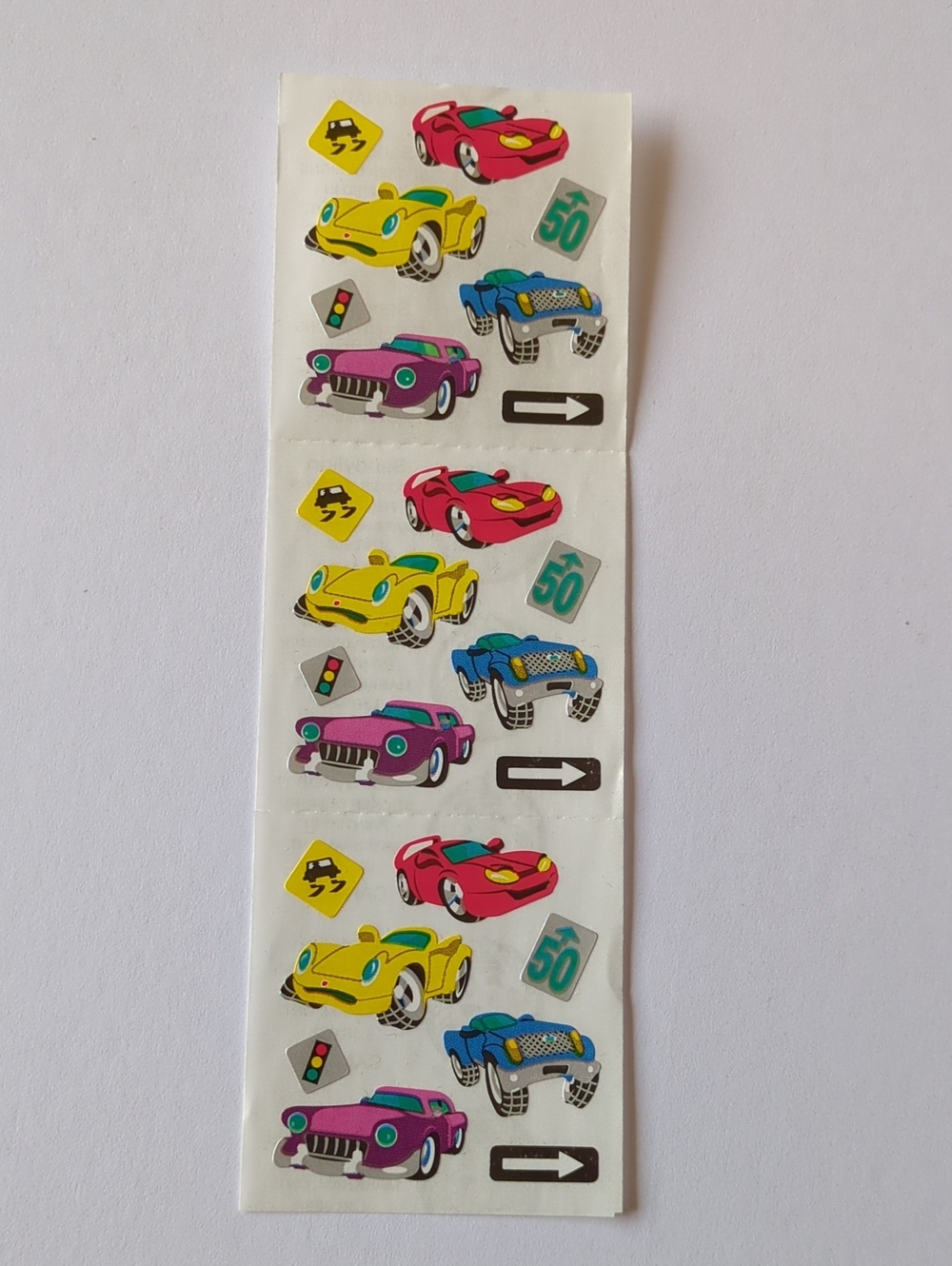 ☀️ Vintage Sandylion Car Sticker Sheet - Colorful Race Cars and Signage
